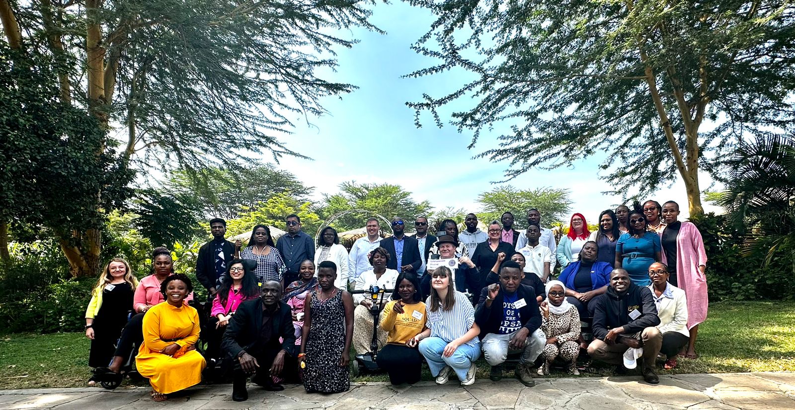 Group photo of trainees, mentors, and trainers during the physical CDPF Disabled Youth Leadership Training in Nairobi, Kenya (July 2024).